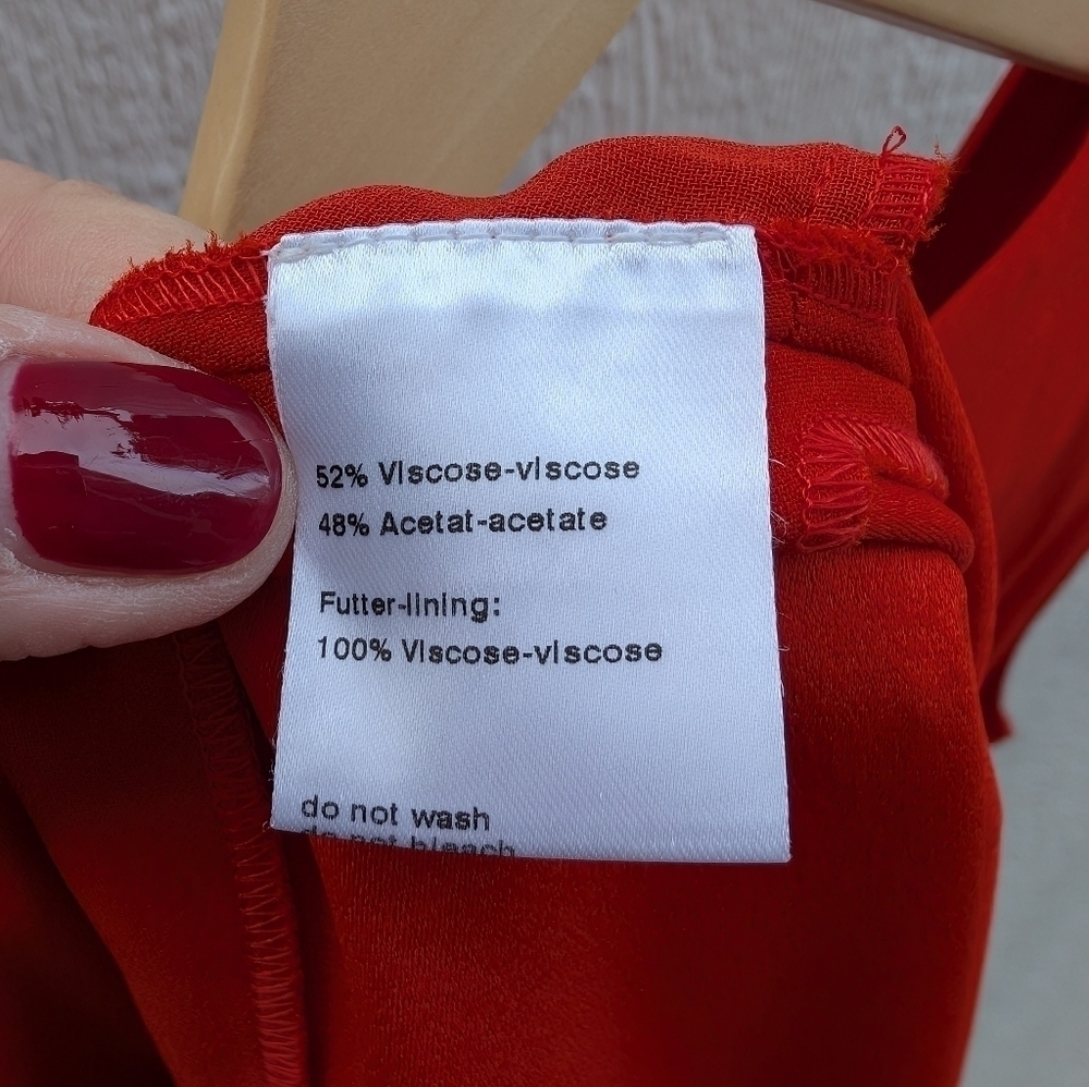 Akris Punto Red V-Neck Front Slit Midi Dress Holiday Party Women's Size 6 - Picture 8 of 10